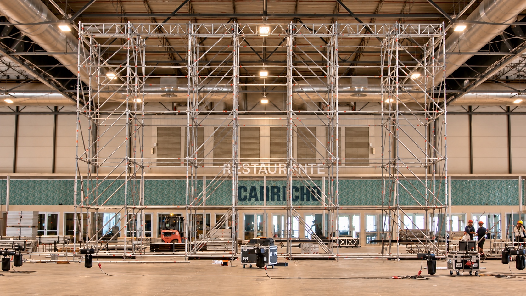 montaje estructuras rigging, pantallas led